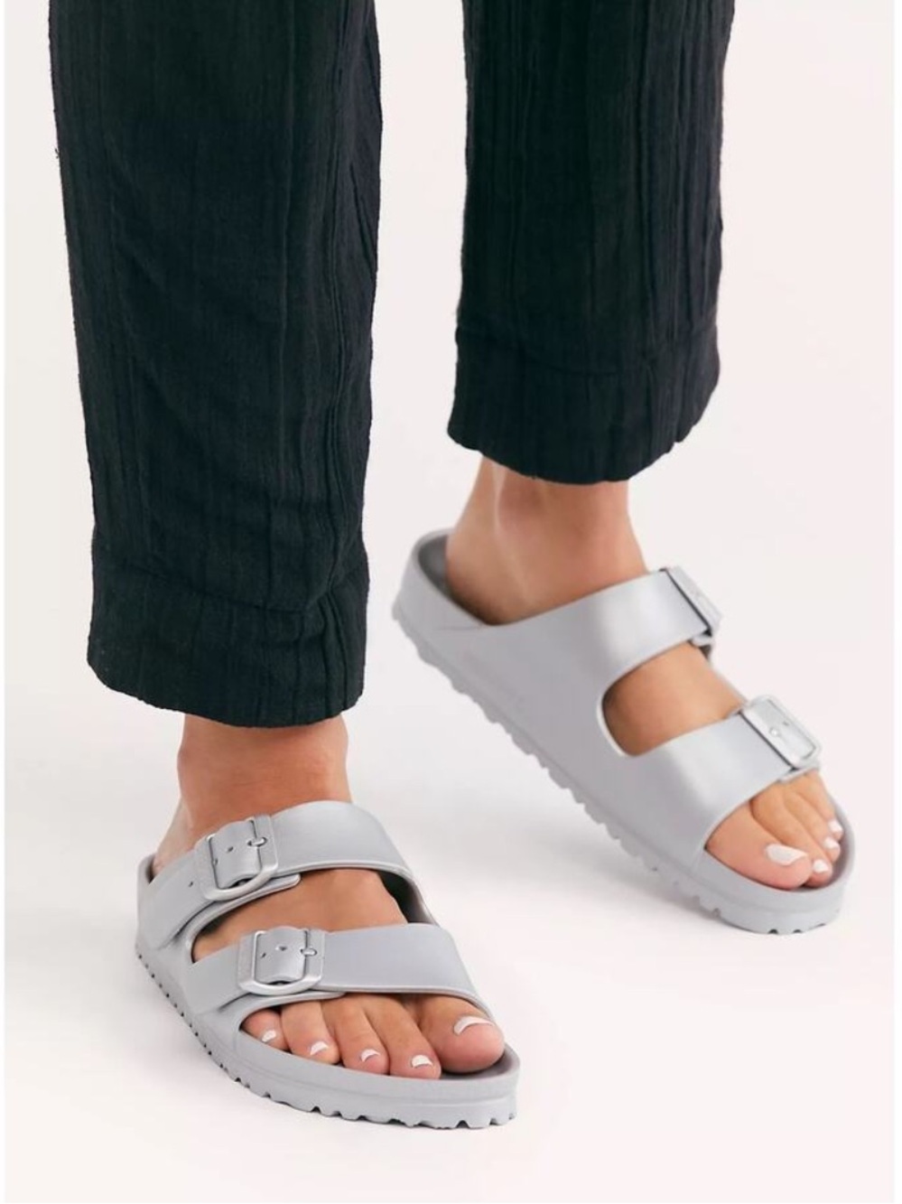 BIRKENSTOCK Arizona Essentials EVA Metallic Silver Sandals Ladies 10/ Mens 8